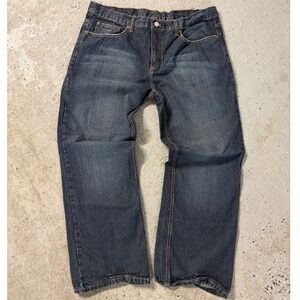 Kenneth Cole Reaction Mens Blue Relaxed Straight Leg Jeans 38x30 Dark Wash Denim
